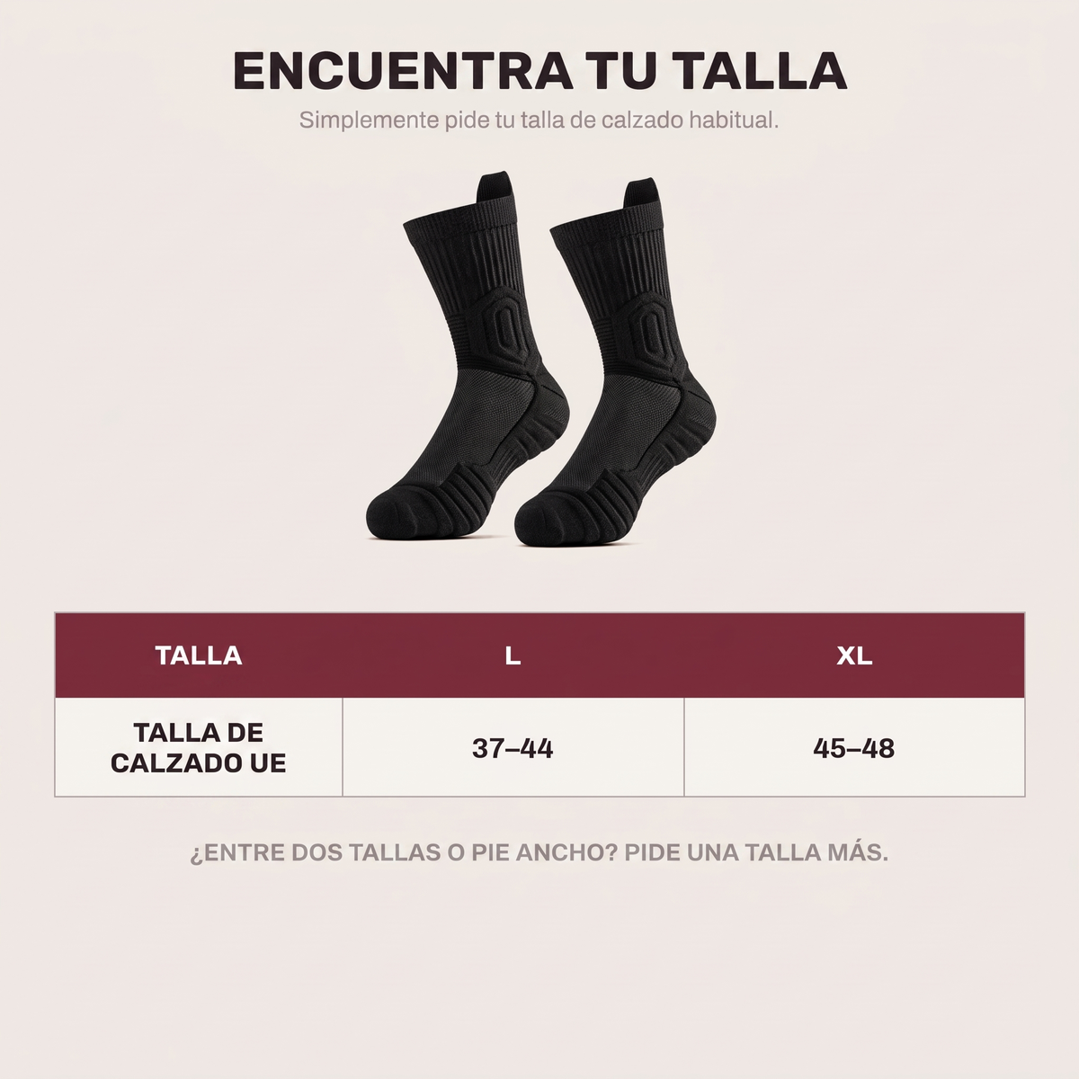 Encuentra tu talla: L 37–44, XL 45–48
