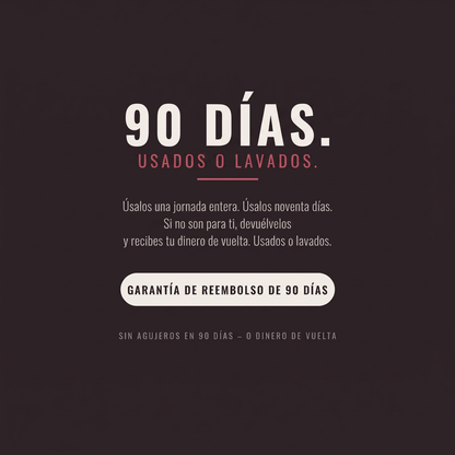 Garantía de reembolso de 90 días, usados o lavados